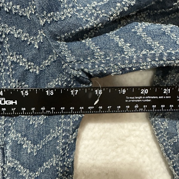 Free People Punched Denim Moto Jacket Herringbone Blue Jean Biker Women's Size 4 - Picture 13 of 14